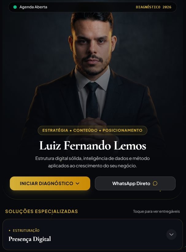 Print do site LF LEMOS aberto no celular
