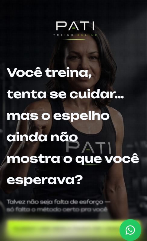 Print do site PATI Treino Online aberto no celular